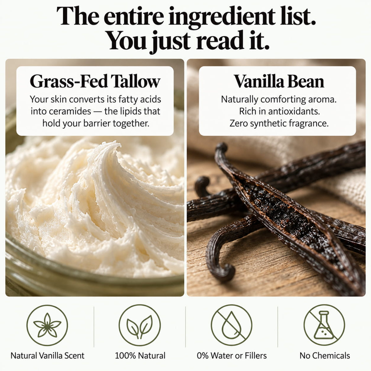 Thallo® Vanilla Bean Infused Whipped Tallow Balm