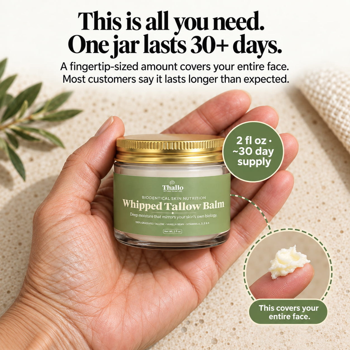 Thallo® Vanilla Bean Infused Whipped Tallow Balm